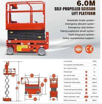 AC Motor ve OEM Servisi Elektrikli Makaslı Asansör 500lb 705lb 1200lb Havadan Çalışma Platformları