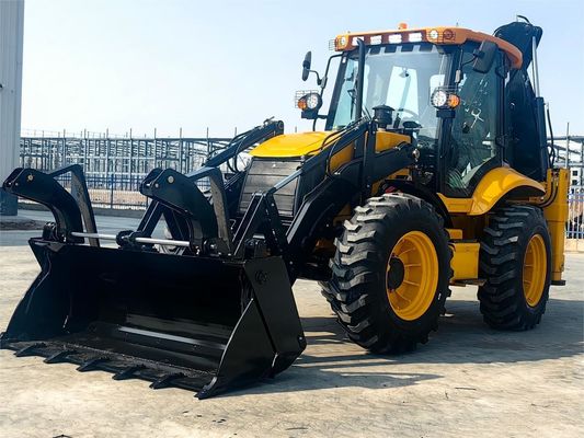 Q235A Shanmon 388 4.8L Yuchai Power Backhoe Dört Tekerlekli Yükleyici 7000 Zaman Transmisiyon Hadrolojik Direksiyon