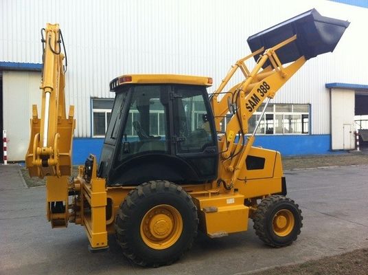 37KW 388H TW890 4 ล้อ 580 ฟาร์ม โมเตอร์หลักกล่องเกียร์ PLC โลก 4WD Excavator Loader มินิแทรกเตอร์ Backhoe