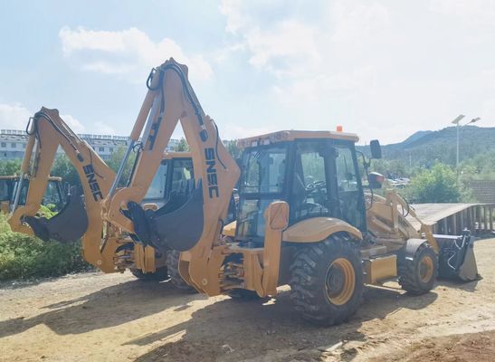 Quancheng Hidrolik Pompası 4x4 Mini Traktör Kazı makinesi Lüks ROPS Kabinli Backhoe Yükleyici