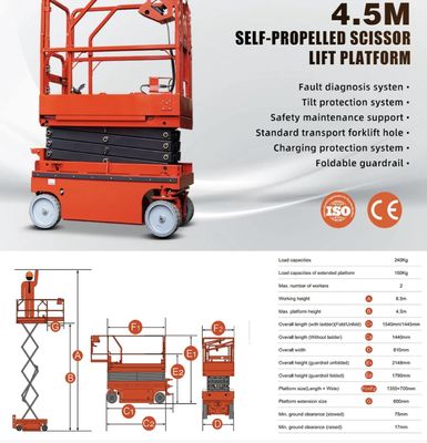 Ev Taşınabilir Hidrolik Makas Asansörü / Küçük Elektrik Makas Asansörü Masa 4m 5m 6m 8m 10m 12m 14m 16m