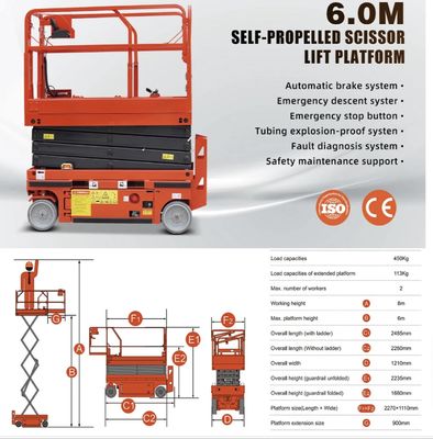 Ev Taşınabilir Hidrolik Makas Asansörü / Küçük Elektrik Makas Asansörü Masa 4m 5m 6m 8m 10m 12m 14m 16m