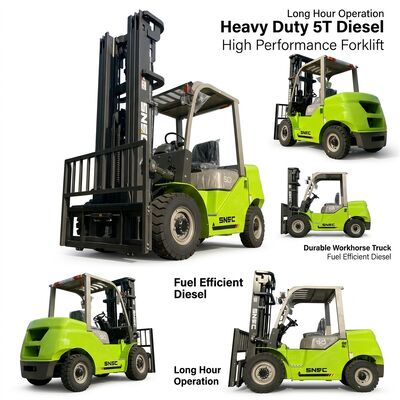 燃料効率の高い5Tディーゼルフォークリフト 長期労働時間と重材搬送